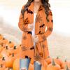 Cappotto da giacca cardigan di media lunghezza con stampa casual di Halloween alla moda da donna