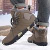 TUINANLE Winter Barefoot Boots Men Winter Sneakers Ankle Snow Shoes Plush Hiking Boots Warm Sporting Shoes Big Size 48Black