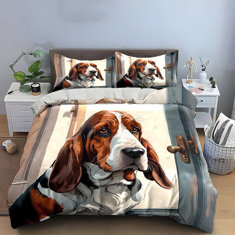 Gentle hound's soulful gaze Bedding sets Duvet covers Pillowcases(1* Duvet Cover 2* Pillowcases without duvet insert)