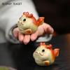 Chinese Yixing Purple Clay Tea Pet Handmade Cute Dragon Statue Ornaments Desktop Decors Tea Figurine Crafts Tea Set Decoration