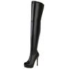 Sexy Thigh High Boots Women Shoes Fashion Peep Toe Over the Knee Boots Female Large Size Zipper Black White Fetish Dance Shoes