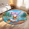 Round Rug Daisy Duck Rowing Canoe River Mountain Pine Forest Adventure Disney Cartoon Decor