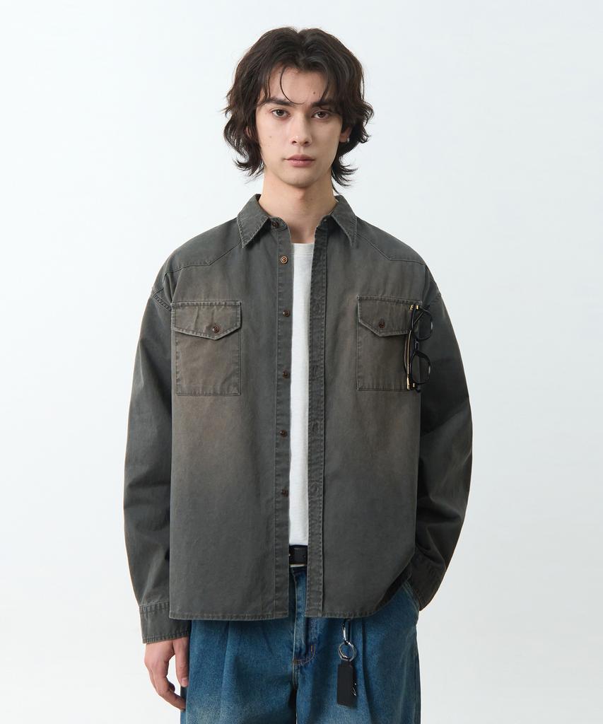 Dimiteulibeullaeg Bio Western Cotton Shirt_Charcoal