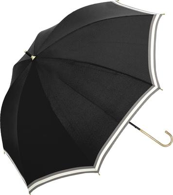 Nakatani Parasol Long Suitable for Sun and UV UPF Heat Light 50cm Women's Umbrella, Hand-Opened, Rain, Protection, Grosgrain, Two-Tone, Black, 50,