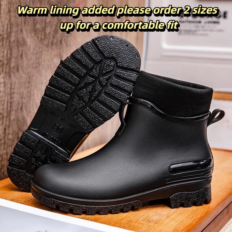 Short Rain Boots Waterproof Non-slip Ankle Rubber Shoes For Outdoor Work Kitchen
