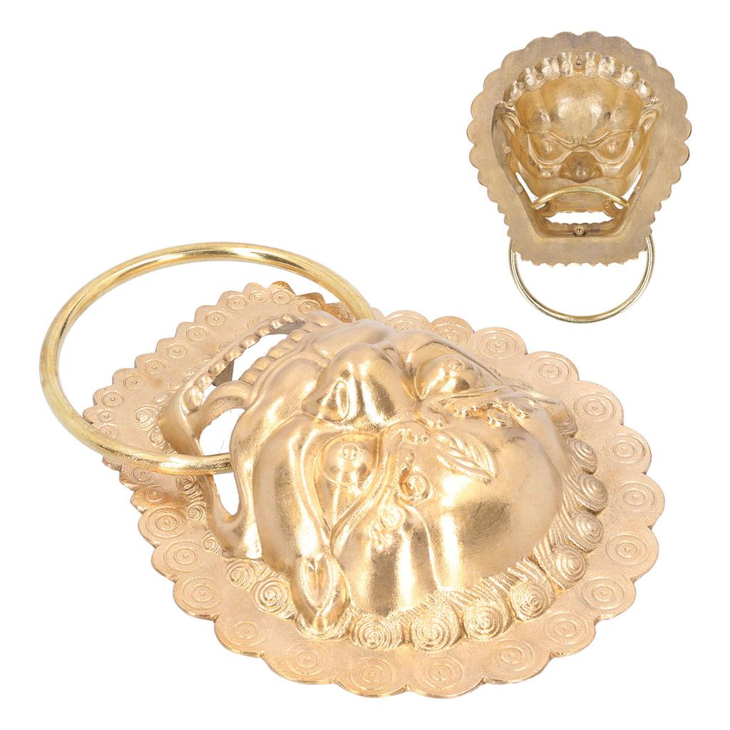 Antique Door Knocker Handle Brass Double Door Handle for Wooden Courtyard Side Door