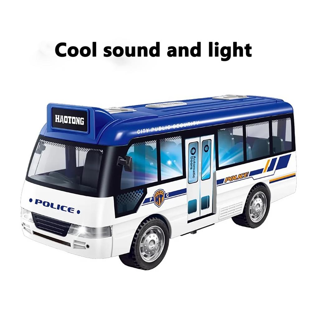School Bus Toys Cars Die Cast Plastic Little Cars City Bus With Sound And Light Up Friction Powered Cars Play Toys Gift For Kids