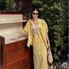 yellow shirt and skirt two-piece set