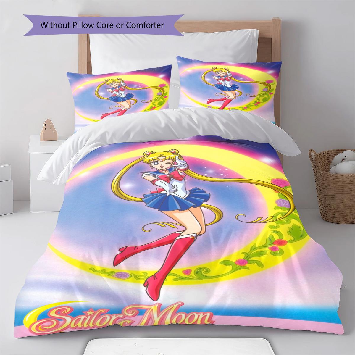 

Sailor Moon Front Close Up Bedding Set Anime Duvet Cover Polyester Soft Comforter Set -QJY 135x200cm