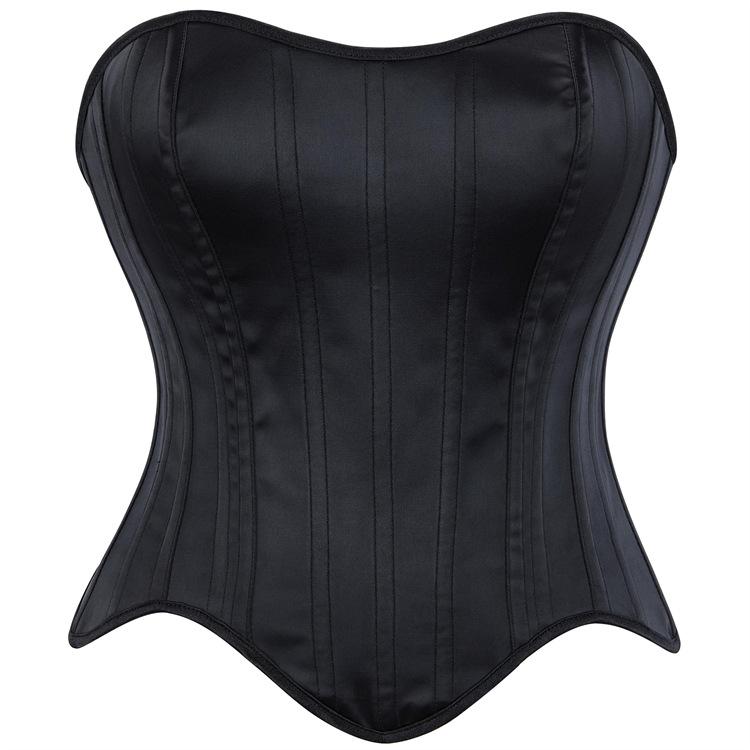 

European & American Satin Strap Corset Waist Cincher - French Court Sculpting Top XL чорний