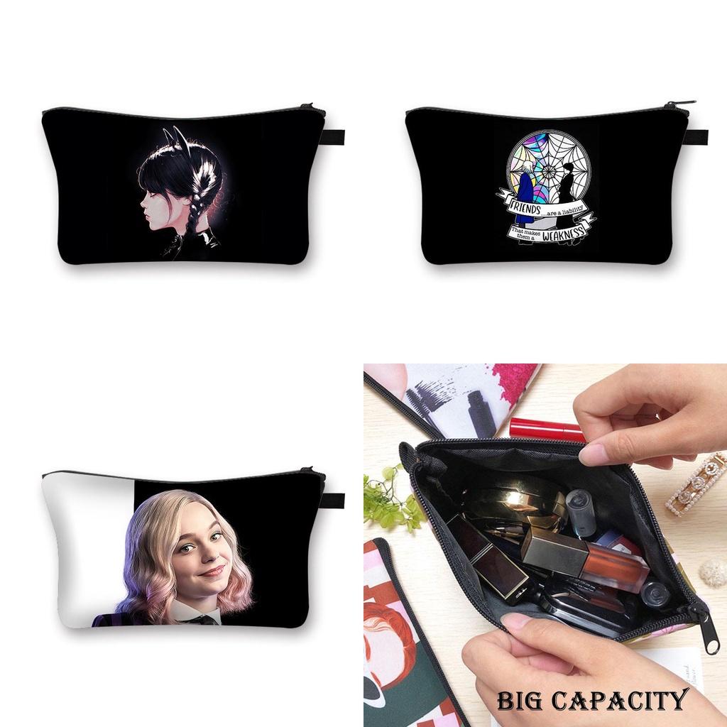 Wednesday Addams Big Capacity Cosmetic Bag | Waterproof Pencil Pouch | School Supplies