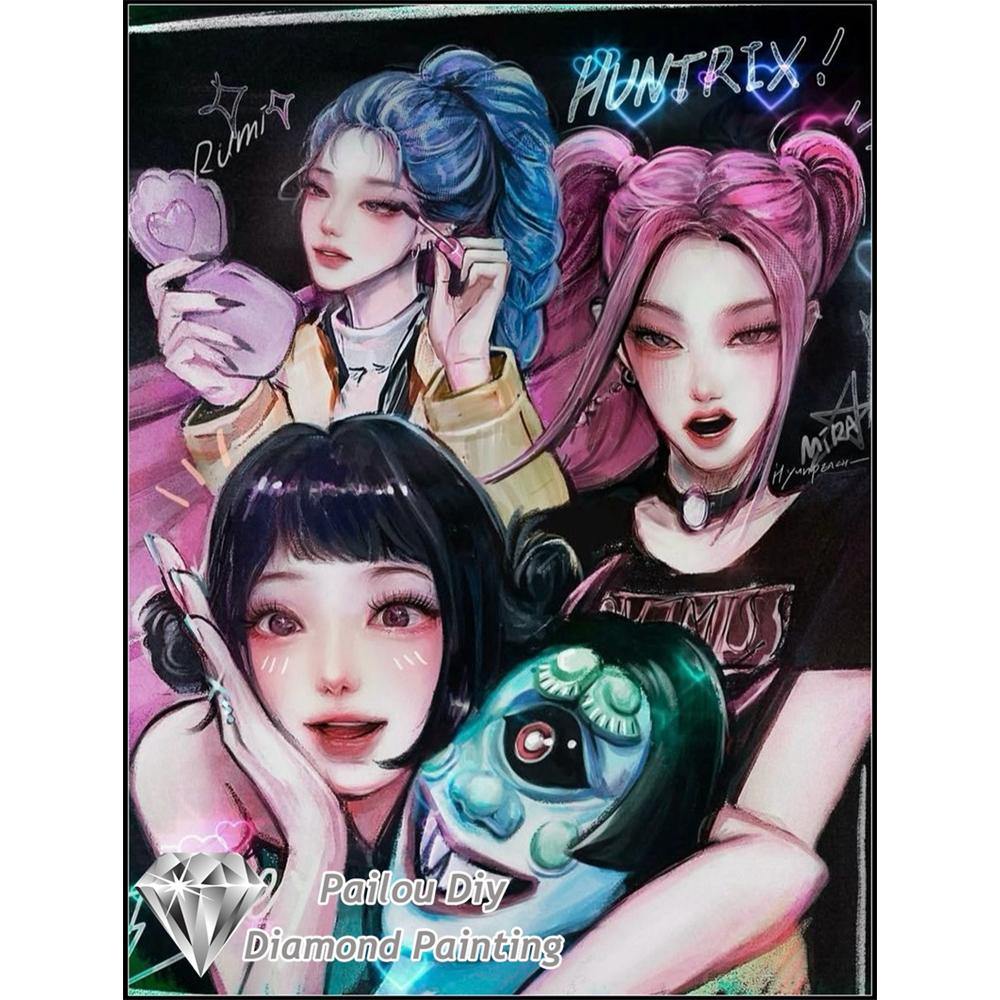 Kpop Dämonenjäger Sajaboys Film 5D Diamant Malerei Sets Cartoon Mädchen Rumi Mira Zoey Kunst Kreuzstich Mosaik Raumdeko