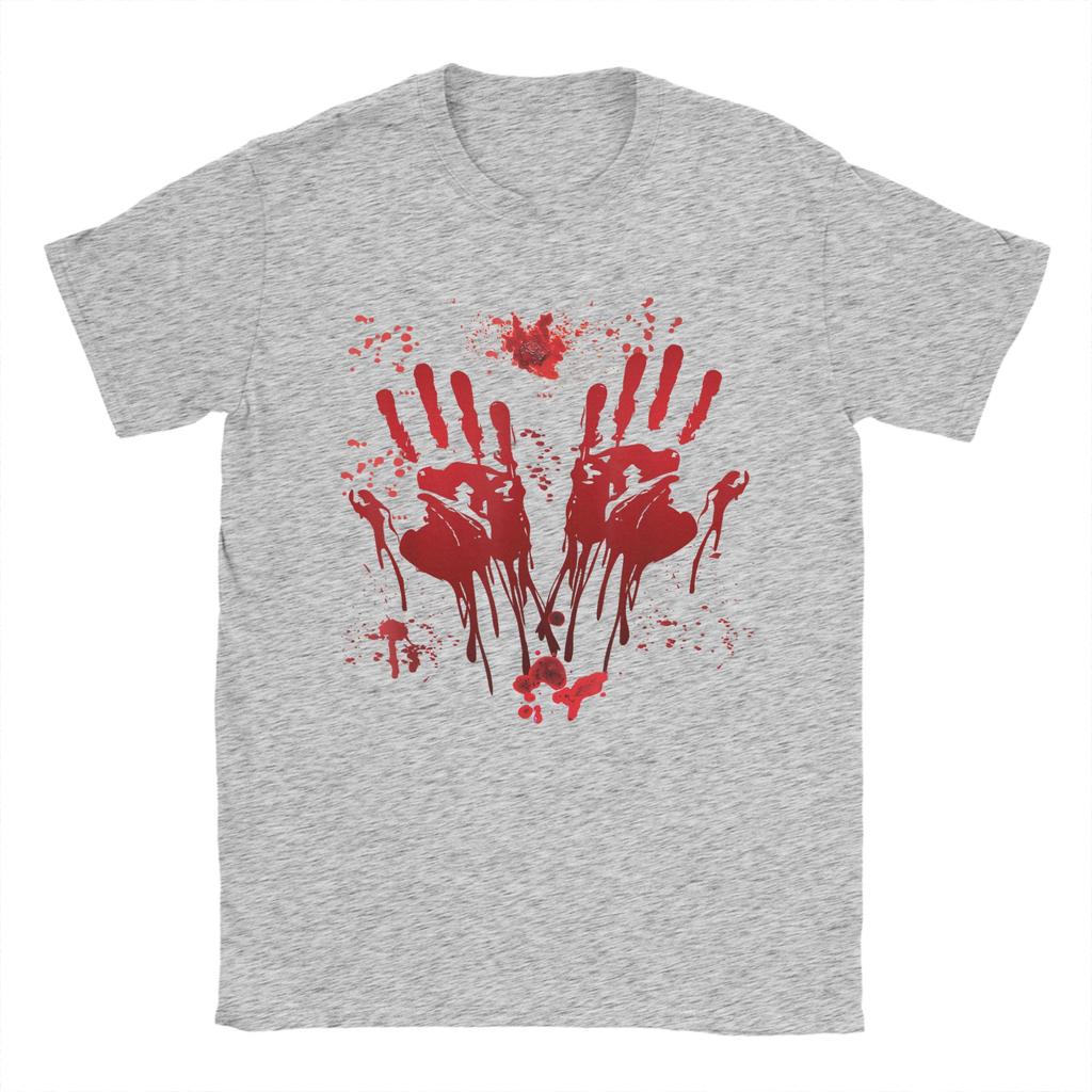 Men's Halloween Bloody Hands Blood Splash T Shirt Zombie Cotton merch Casual Short Sleeve O Neck Tee Shirt 4XL 5XL 6XL T-Shirts