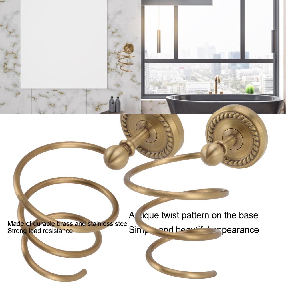 Antique Brass Blow Dryer Holder Wall Mounted Hair Dryer Rack Hair Care Tools Holder Home Supply