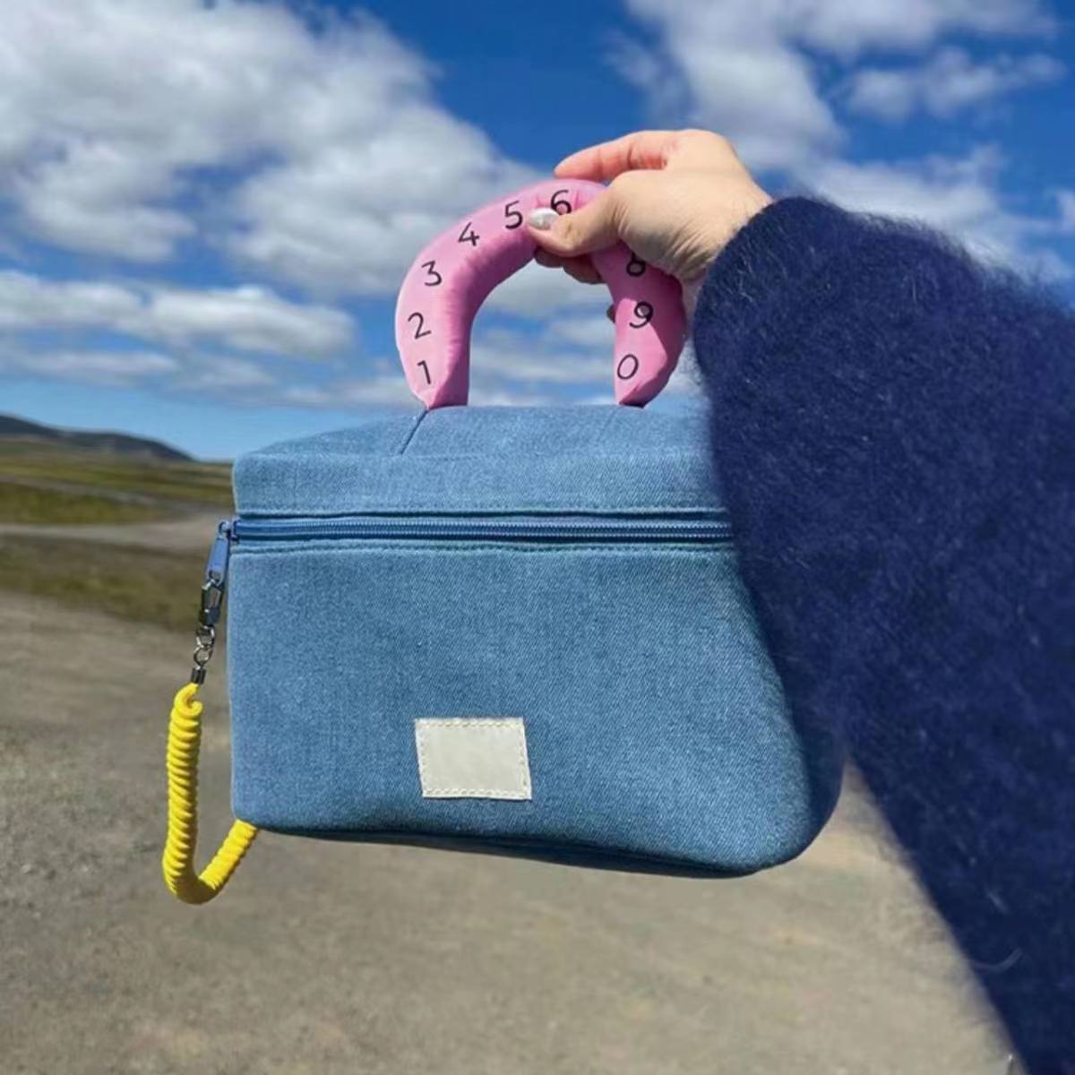 Cosmetic Bag Women Nylon Bucket Waterproof New Fashion Solid Zipper SOFT Handbag Purse Phone Bag Cosmetic Bags Sweet синий