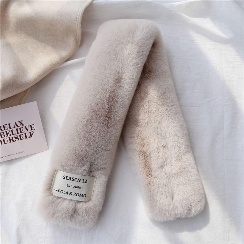 Solid Color Cross Scarf Thickened Faux Rabbit Fur Scarf Winter Warm Neckerchief Wrap Autumn Winter