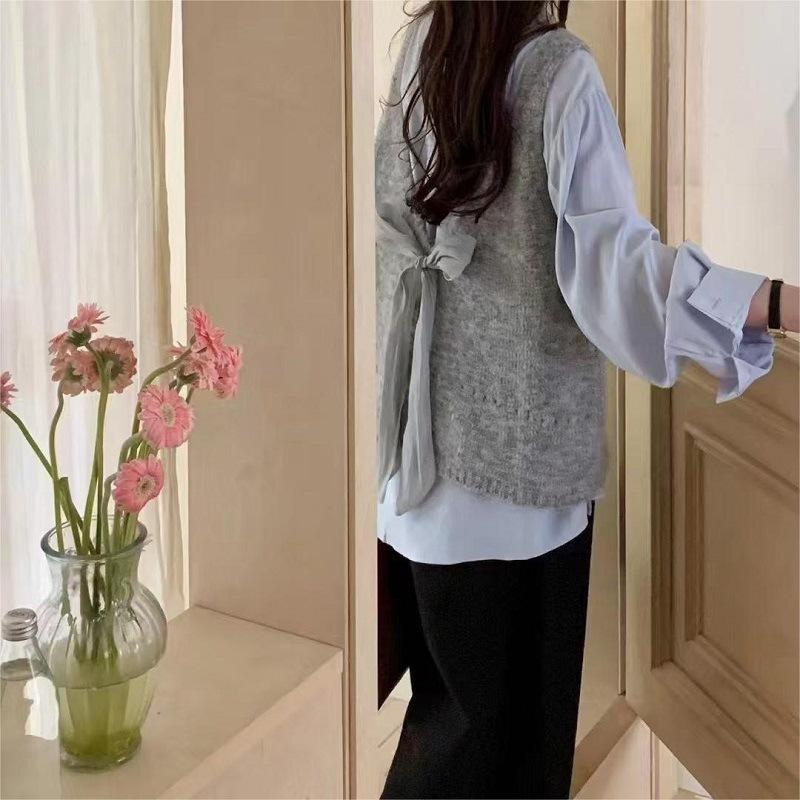 WTEMPO Square Collar Knitted Vests Women's Autumn Winter Solid Color Casual Sweaters Kntwear Elegant Sleeveless Pullovers