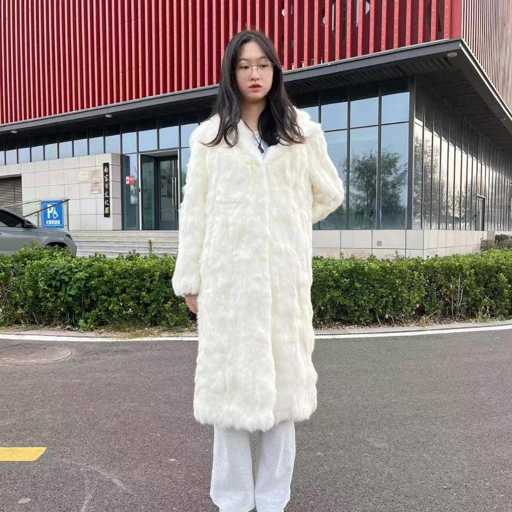 Fur Jacket Women's New Real Rabbit Fur Anti-season Long Medium and Long Fur Integrated Winter Coat