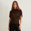 European Style Women's Solid Sleeveless Scarf Collar Top