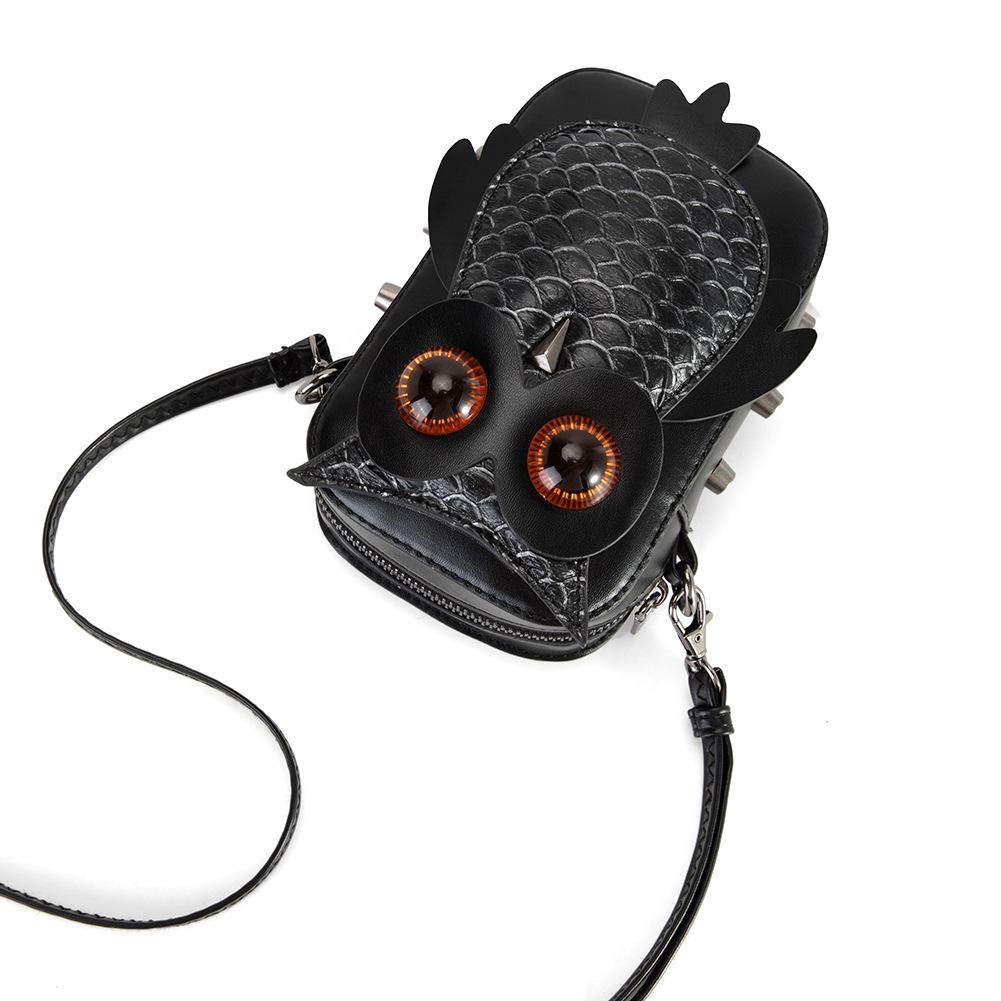 Creative Women's Bags, European and American Punk Women's Single-shoulder Crossbody Bags, Niche Owl Loose Change Small Square Bags