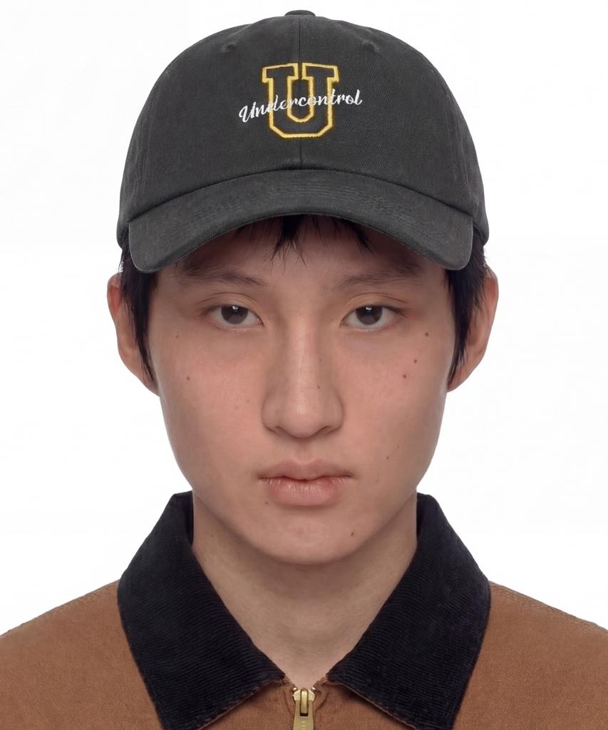 Eondeokeonteulol All-Season Washed Cotton Vintage Soft Top Logo Ball Cap Unisex Baseball Cap Sports Crew / Washed B B / Charcoal