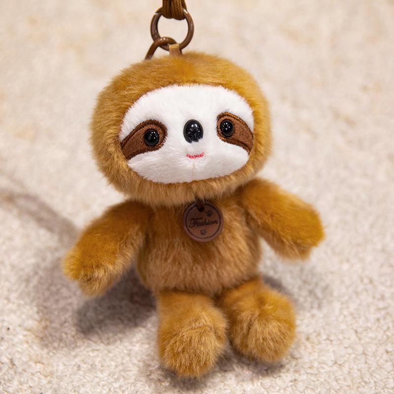Multicolor Animal Plush Toy Charm: Panda, Sloth, Kitten, Duck, Pig, Raccoon - Small Pendant Bag Accessory