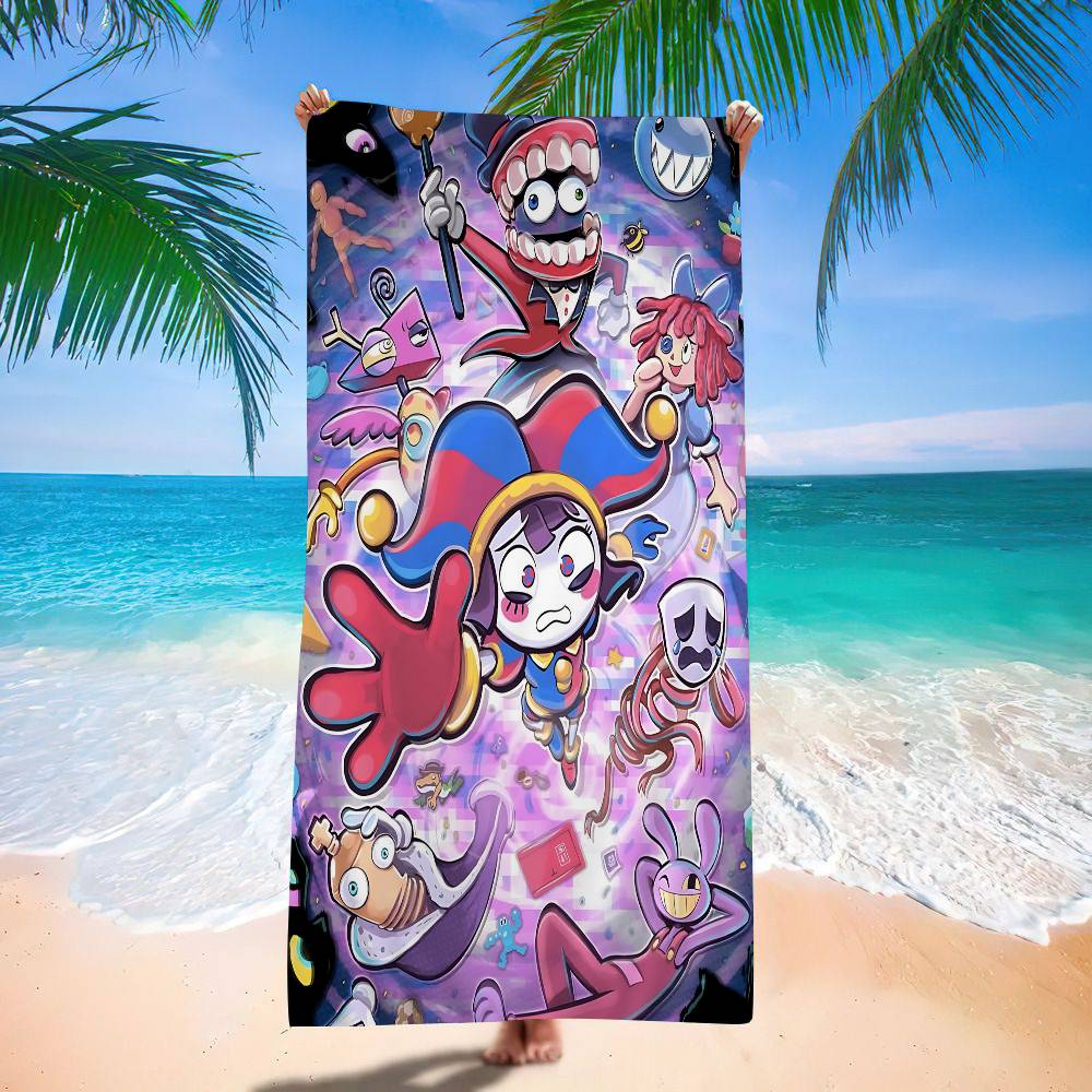 Animation A-Amazing D-Digital Circus Microfiber Printed Beach Towel Mountain Climbing Yoga Beach Soft Towel