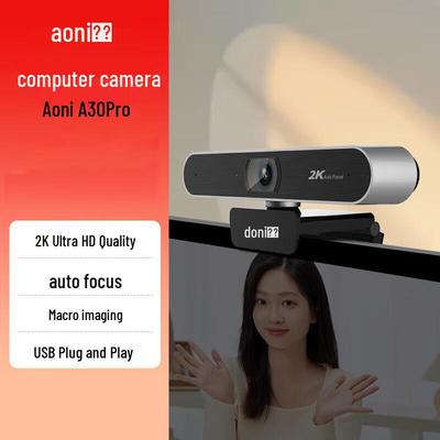 Aoni 2K HD Webcam with Auto-Focus and Mic