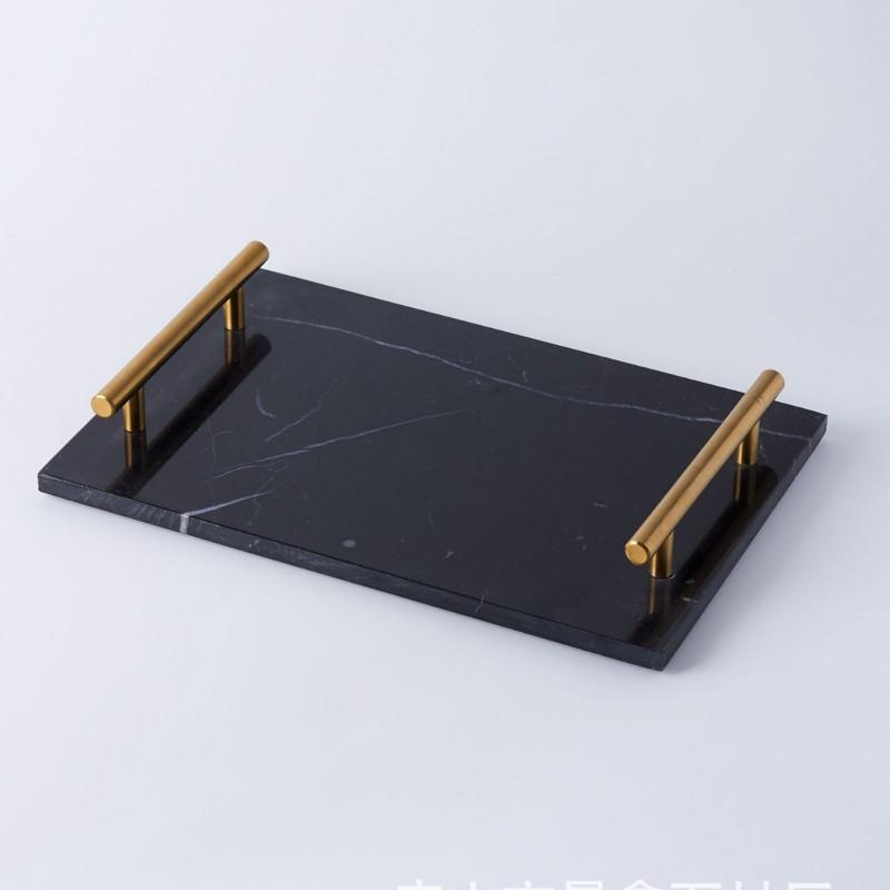 Natural Marble Tray With Handle Bathroom Sink Entryway Key Wallet Organizer Luxury Decorative Storage Dish