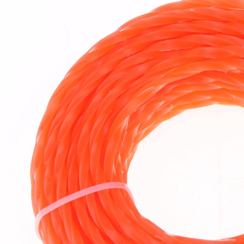 Universal Grass Trimmer Line Spiral Nylon Brush Cutter Rope 1PCS 15m Length 2.4-4mm Sizes for Most Lawn Mower Weed Eater