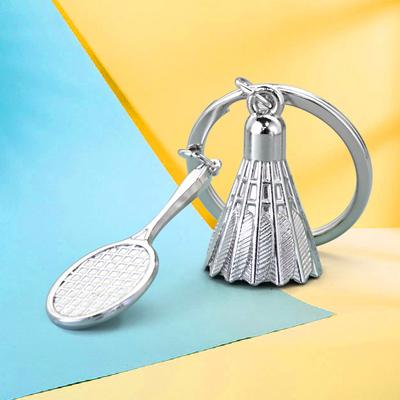 Creative Metal Badminton Racket Pendant Keychain Mini Shuttlecock Sports Keyrings Gift Backpack Purse Key Holder Accessories