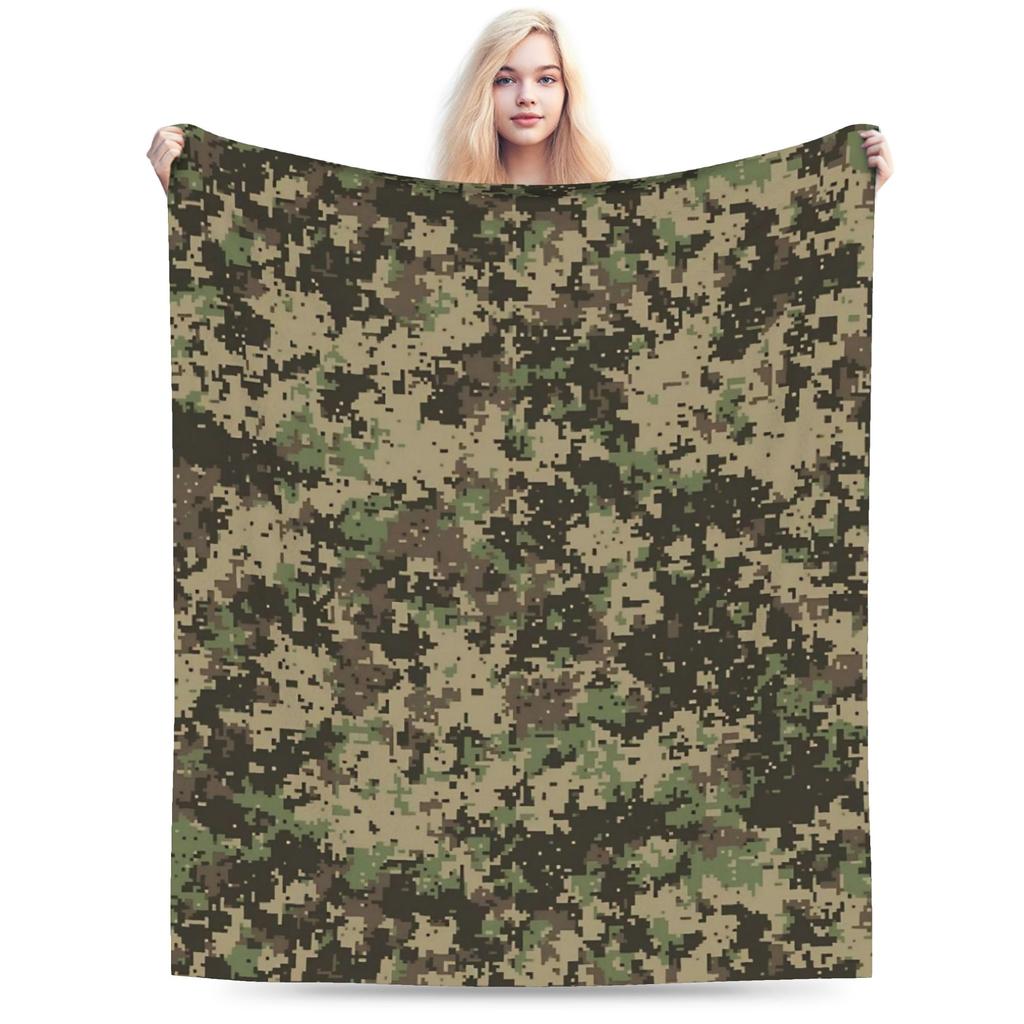 Green And Brown Camo Super Soft Blankets Kids Adult Plush Throw Blanket Fashion Bedroom Flannel Bedspread Sofa Bed Cover