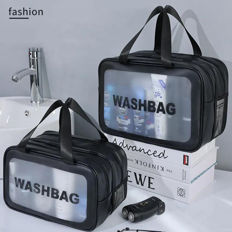 Portable Cosmetic Waterproof Bag Large Capacity Dust Proof Make Up Storage Handbags PVC Fashion Transparent Travel Bags