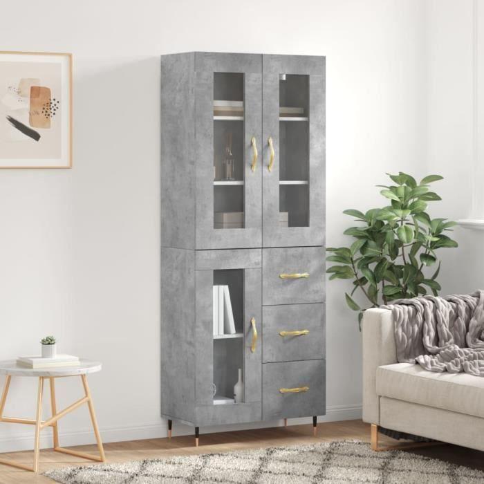 VidaXL Highboard Concrete Grey 69.5x34x180 Cm Engineered Wood 3198581