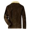 Men's Autumn and Winter Fleece Thickened Strip Cotton Jacket Retro Lapel Corduroy Cotton Jacket Men's