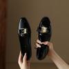 One Foot Women's Shoes Lazy Shoes 2026 Spring and Autumn New Work Soft Leather Patent Leather Single Shoes Low Heel Versatile Women's Shoes
