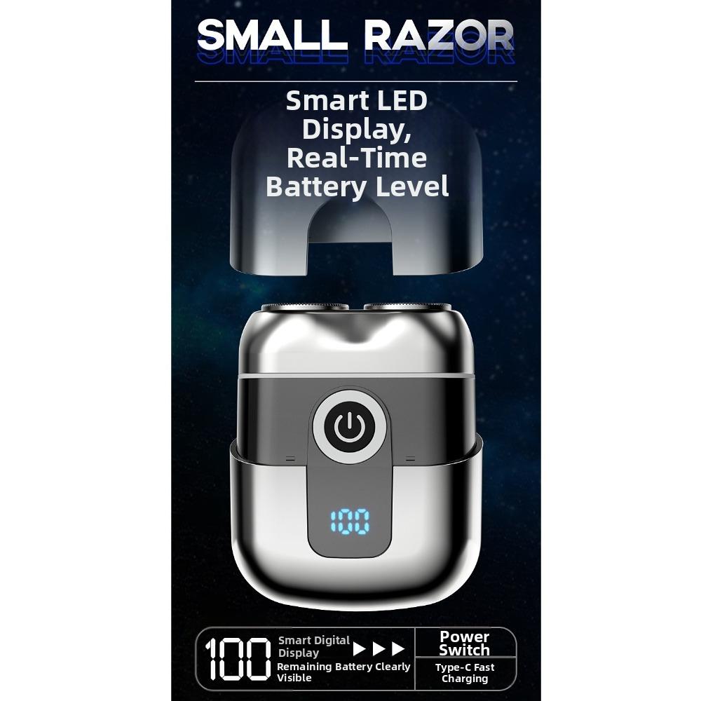 Double Head Mini Electric Shaver Magnetic Floating Men's Beard Trimmer Travel Use