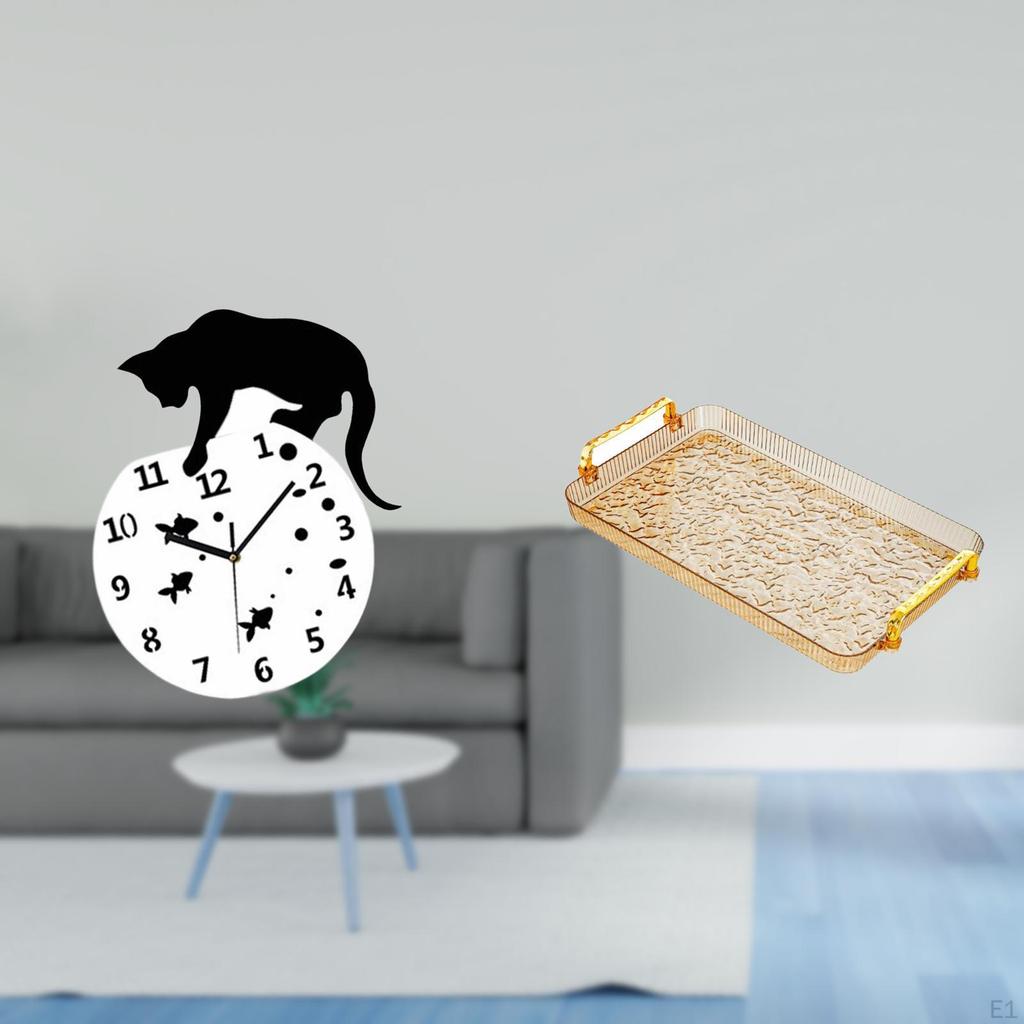 Silent Hanging Cat Wall Clock with Quiet Movement And Non Ticking Analog Design for Farmhouse Dining