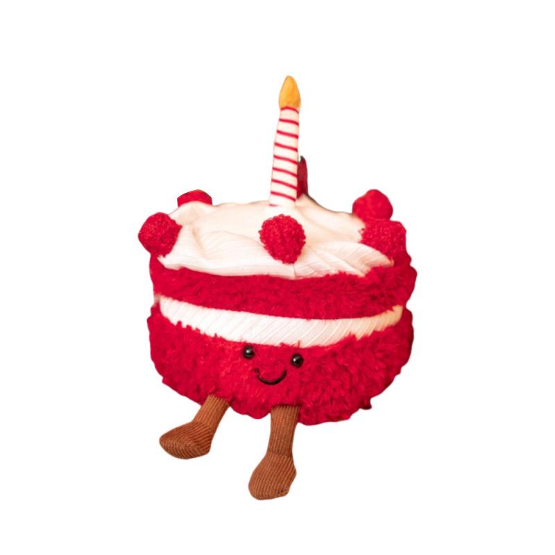 Creative Red Velvet Cake Plush Doll – Stuffed Animal Comfort Toy for Girls, Perfect Birthday Gift.