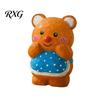 Unique Nature Wood Craft Hand-Carved Basswood Bear Ornament, Cute Apron Decorative Figurine, Car Interior Accessory Statue for Desktop Shelf And Home