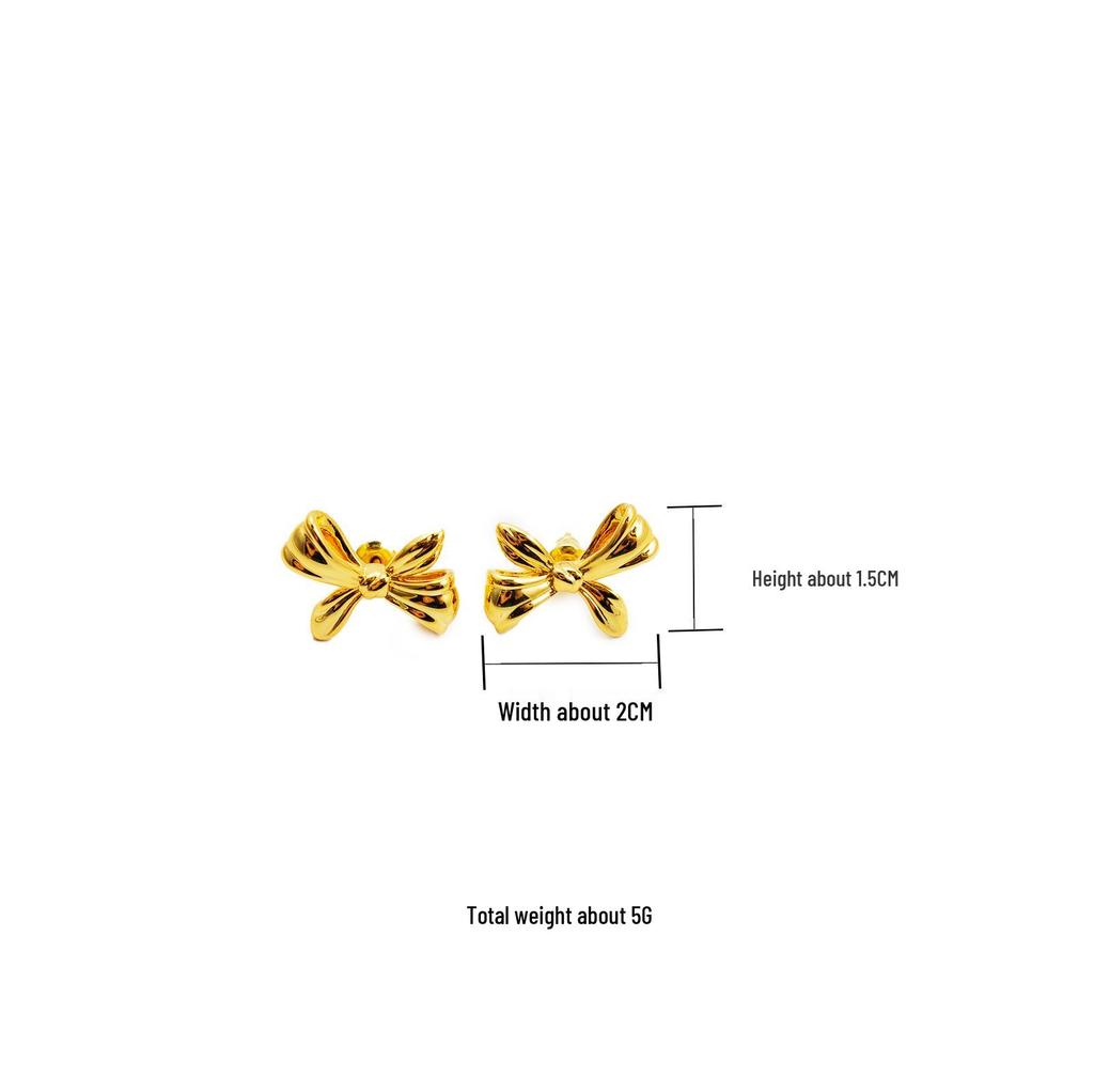 Srebrne i złote kolczyki sztyfty z kokardką o lekkim luksusowym eleganckim designie - Prosty i wszechstronny otwarty pierścionek.