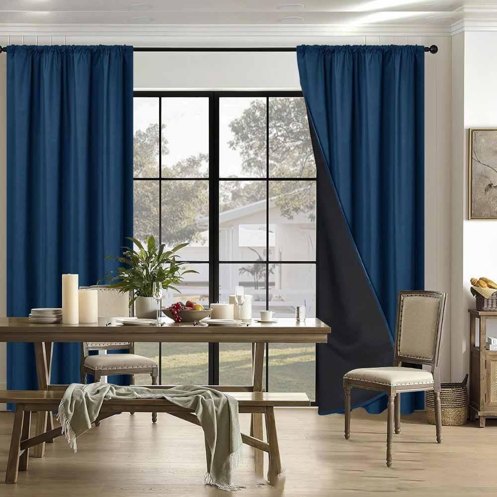 

Coated Lining Blackout Curtain Sunshade Curtains for Bedroom Window Curtain Bathroom темно-синий