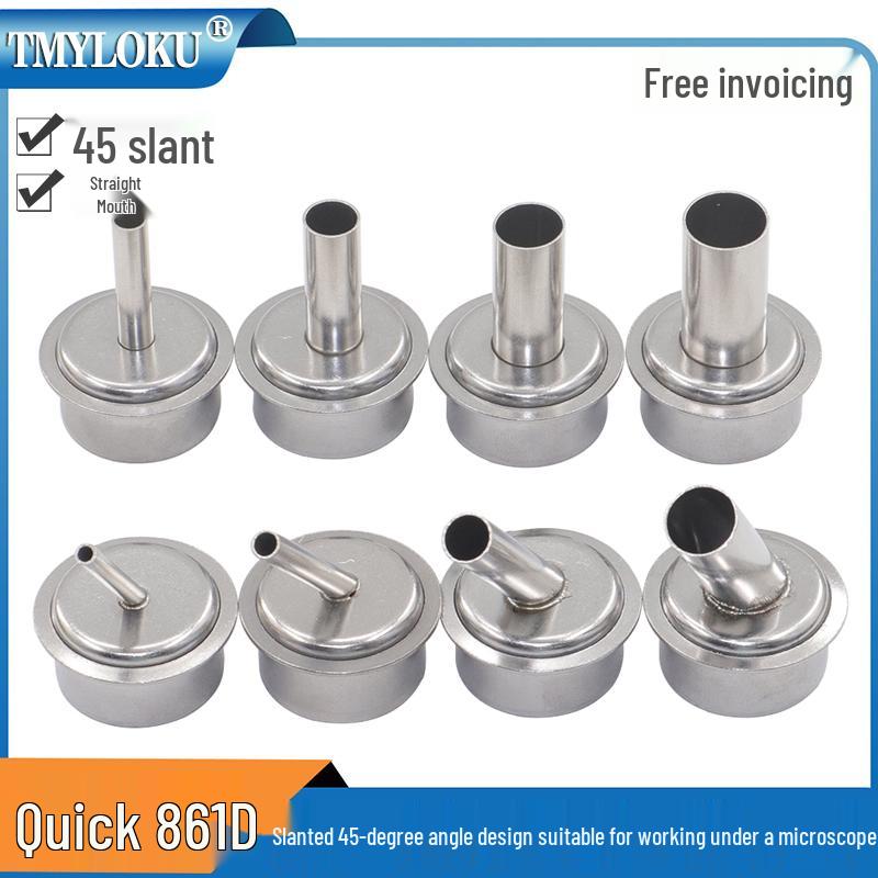 

861DW Hot Air Gun Nozzle Set: 45° Angled & Straight for Repair Desoldering. 3mm Straight Nozzle