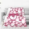Super Soft Lotso Strawberry Bear Throw Blanket Premium Flannel Fleece Lightweight Bed Blanket Super Cozy Blankets All Season Use