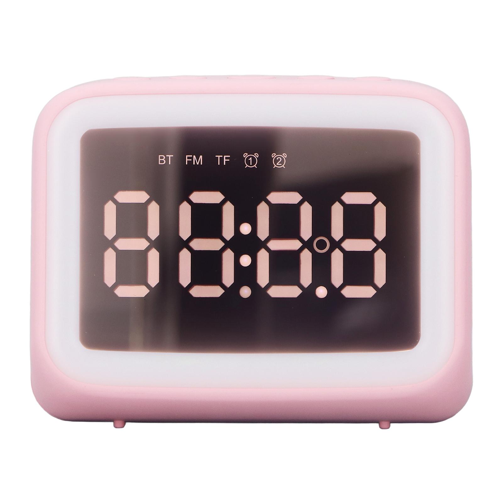 

Радио-будильник TF-карта Музыкальный плеер Светодиодный ночник 2 уровня яркости Зеркальный Электронный будильник розовый
