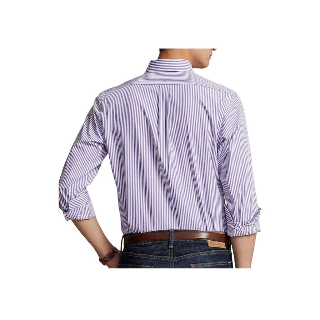 Polo Ralph Lauren Ss24 Gestreiftes Pony-Logo Besticktes Langarm-Baumwoll-Popeline-Hemd Herrenhemden Lila 710767330-010