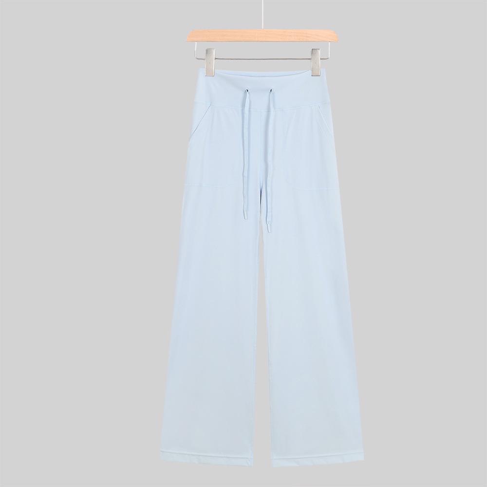 Lulu-Inspired High Waist Yoga Pants - Drawstring Straight Leg with Loose Drape for Casual Sports