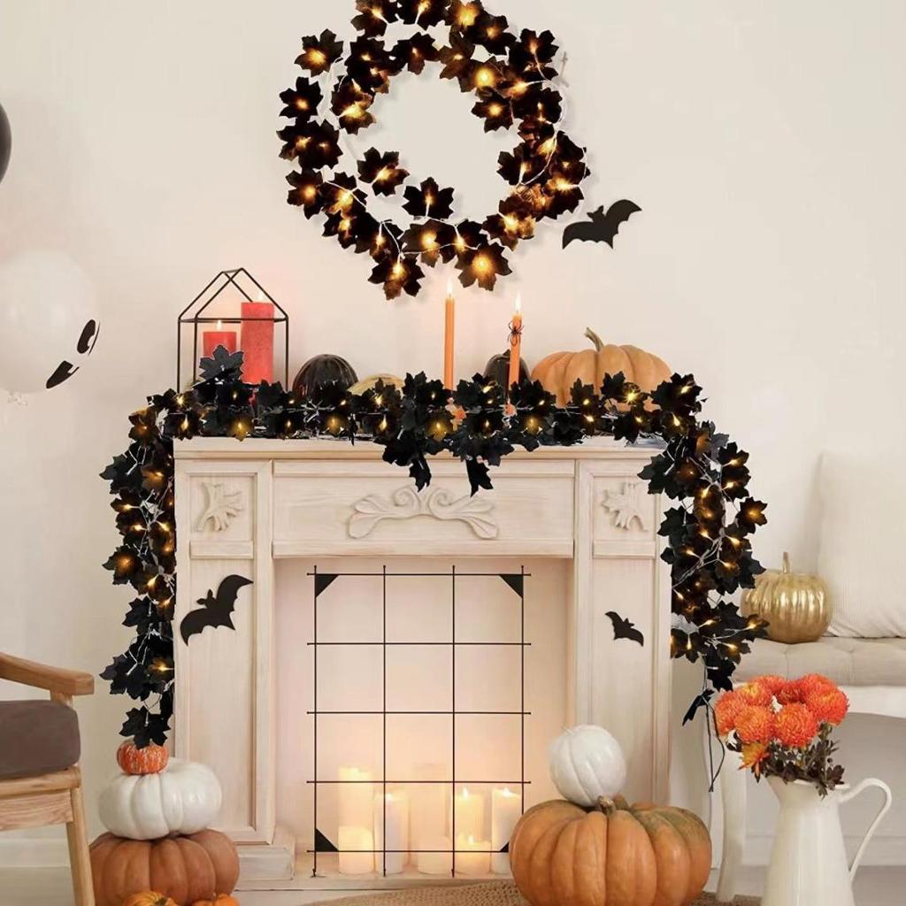 LED Halloween Maple Leaf & Pumpkin String Lights for Holiday Decoration