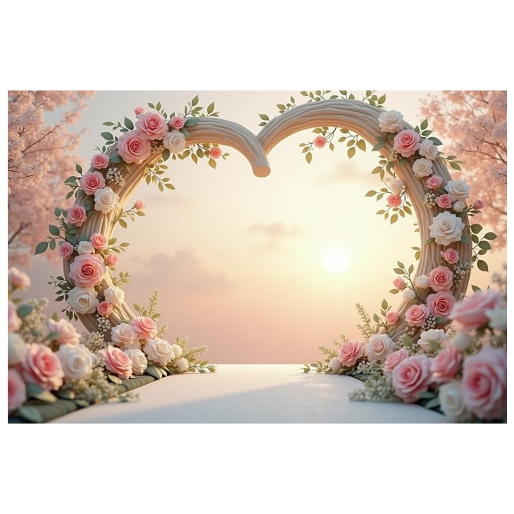 Wedding Banner Curved Structure Rose Heart Banner Love Theme Display Heart-shaped Frame Floral Love Banner For Bridal Shower