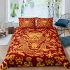 Red Base Black Dragon Print Duvet Cover Set Chinese Dragon Pattern Bedding Sets Full Size Microfiber 2/3 Pieces Comforter Sets